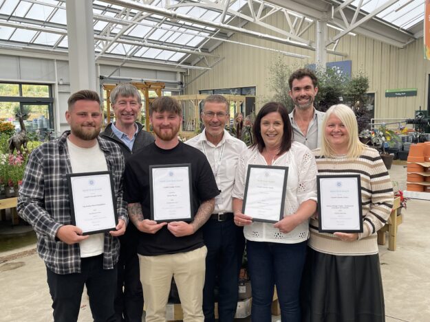 Pic 1 Cowell’s Garden Centre with their awards including one for North East Garden Centre of the Year DGC