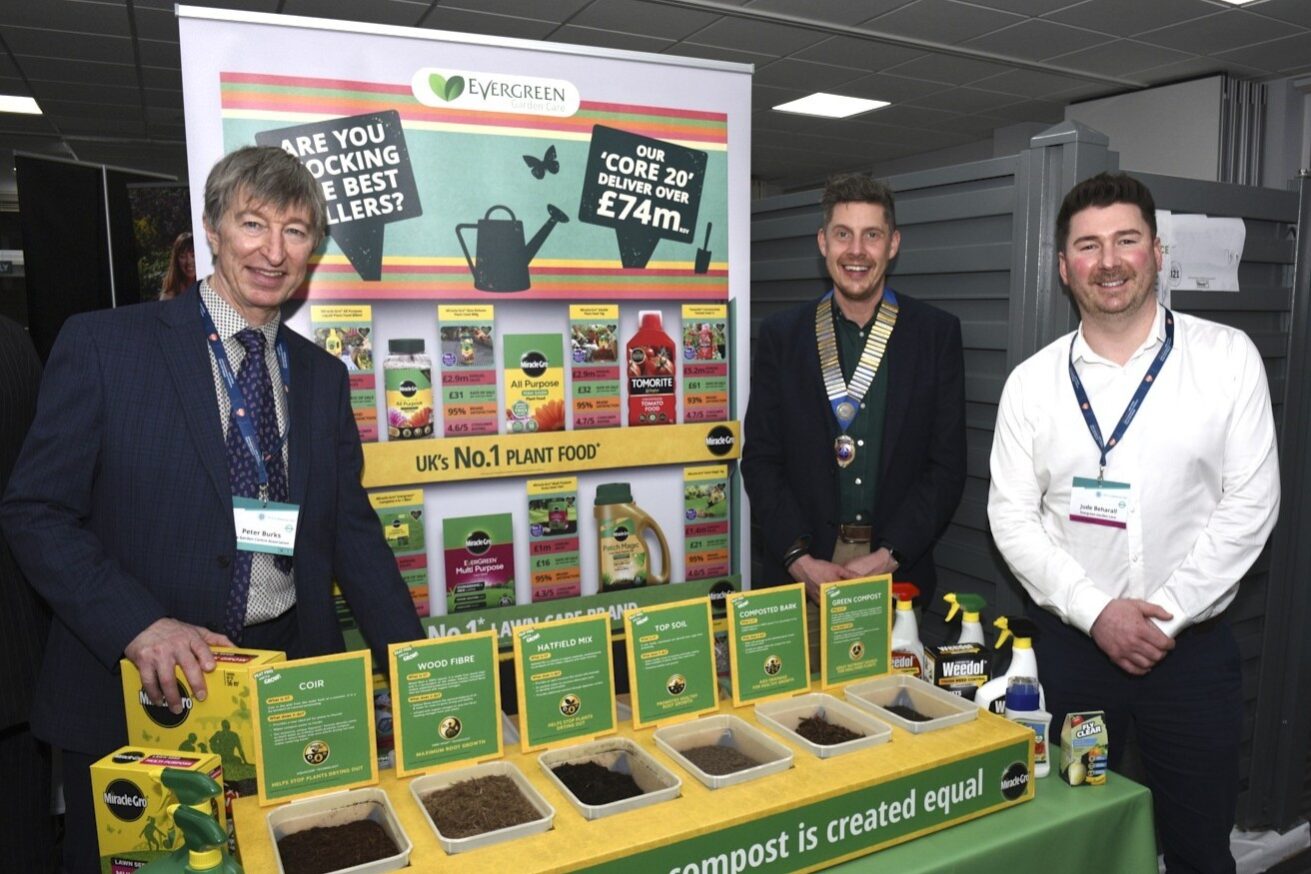 GCA Chief Executive Peter Burks, GCA Chairman Will Blake and Jude Beharall from Evergreen Garden Care
